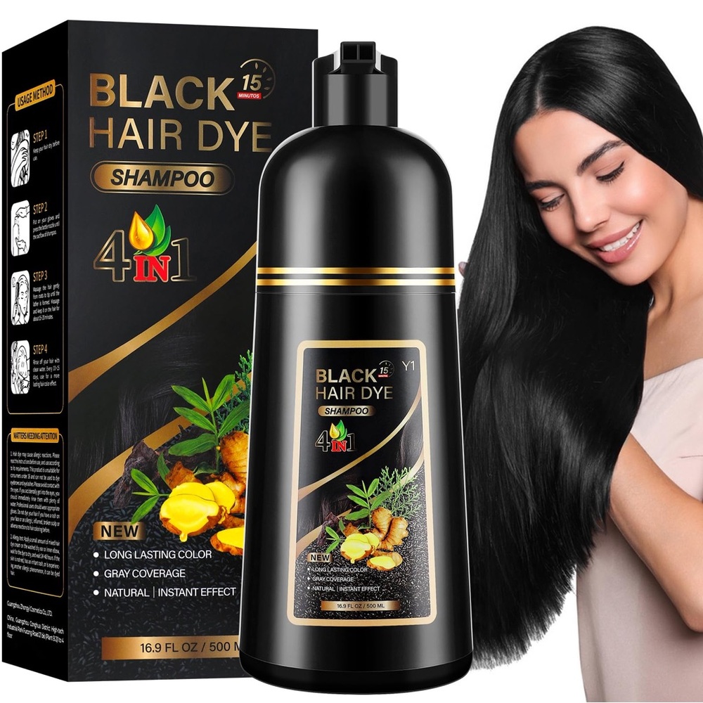 Black Hair Dye Shampoo for Men and Women